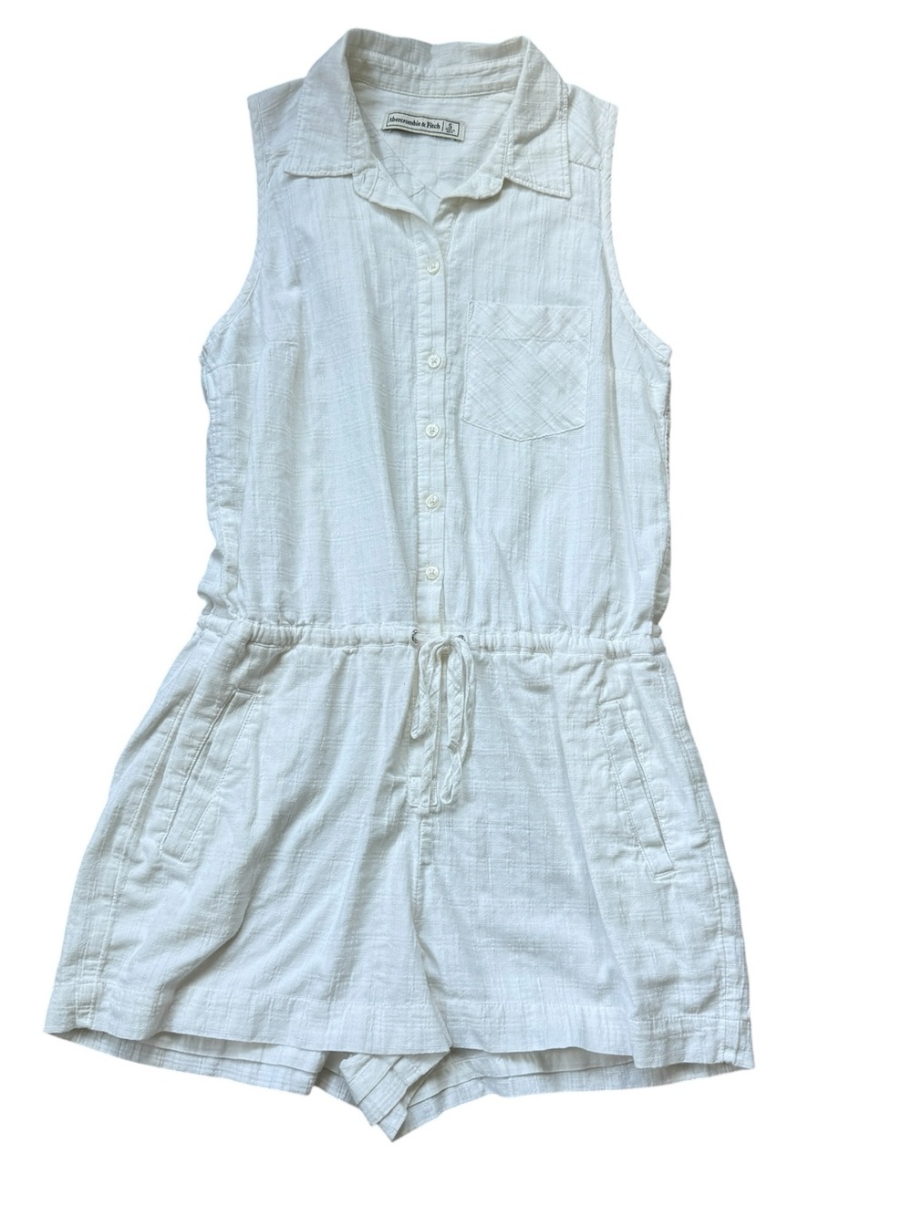 Abercrombie & Fitch White Linen Romper Sleeveless Beachy Resort Cottagecore S